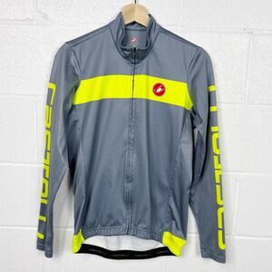 Men's Castellli Long Sleeve Gray and Yellow Cycling Jacket